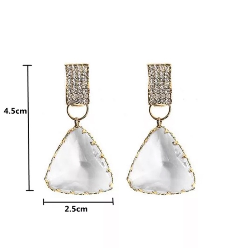 Trendy Triangle Transparent Gold Plated Earrings - Picture 5 of 6
